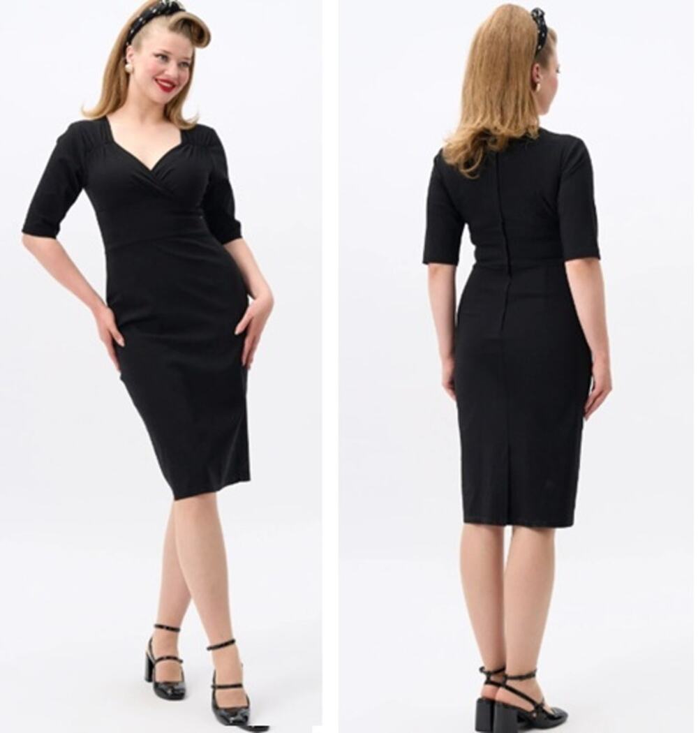 NWT Rock Steady Trixie Black Pencil Sheath Dress Womens Plus Sze 4X Black Wiggle